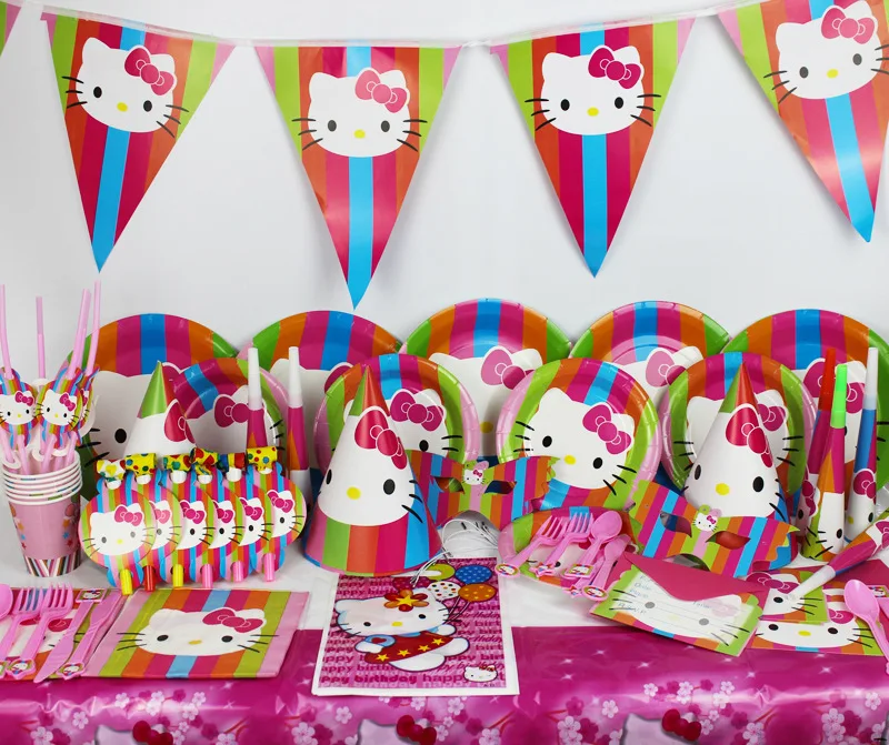 84pcs \ много рисунок Hello Kitty тема посылка детский день рождения украшения набор тему