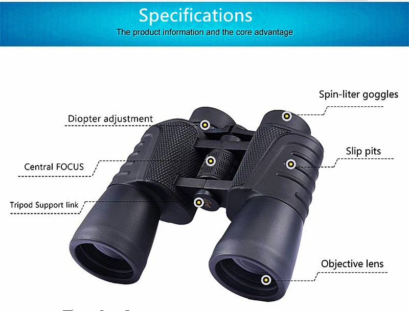 Бинокль 20X50 HD Высокое качество мощный телескоп lll ночного видения Nikon Telescopio зум для охоты путешествия не инфракрасный