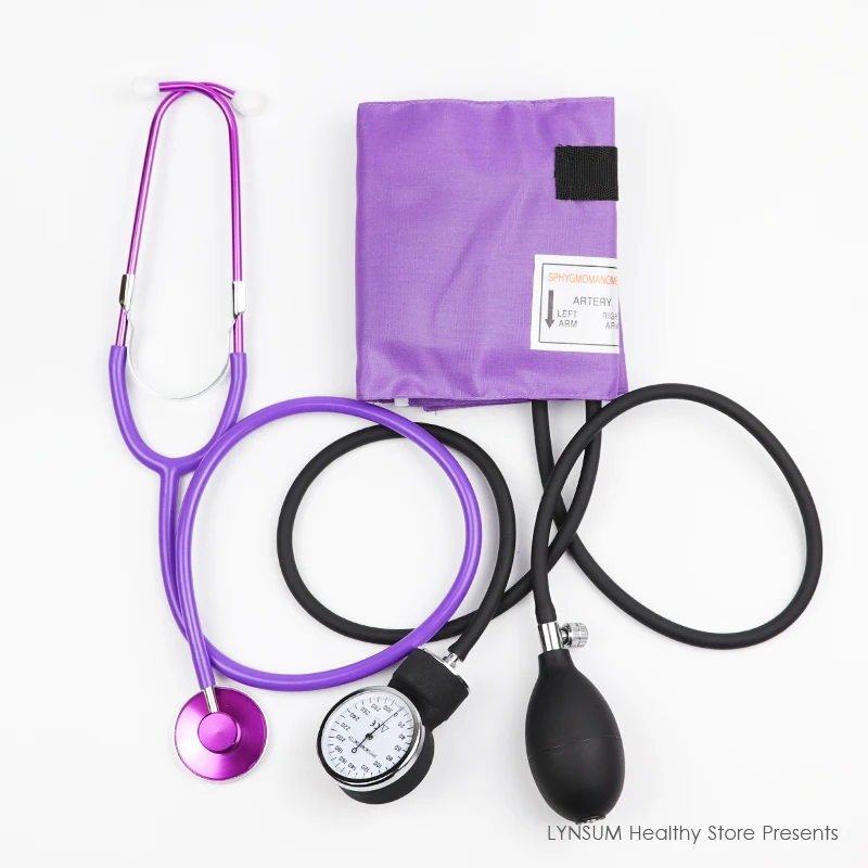 

Purple Blood Pressure Monitor BP Cuff Stethoscope Arm Aneroid Sphygmomanometer with Single Head Cute Doctor Stethoscope