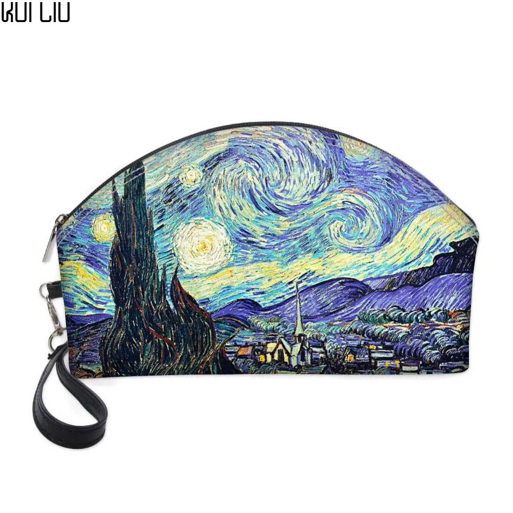 

Customized Vincent van Gogh Starry Night Cosmetic Bag Makeup Organizers Toiletry Travel Cosmetic Cases Lady Vanity Case Pochette