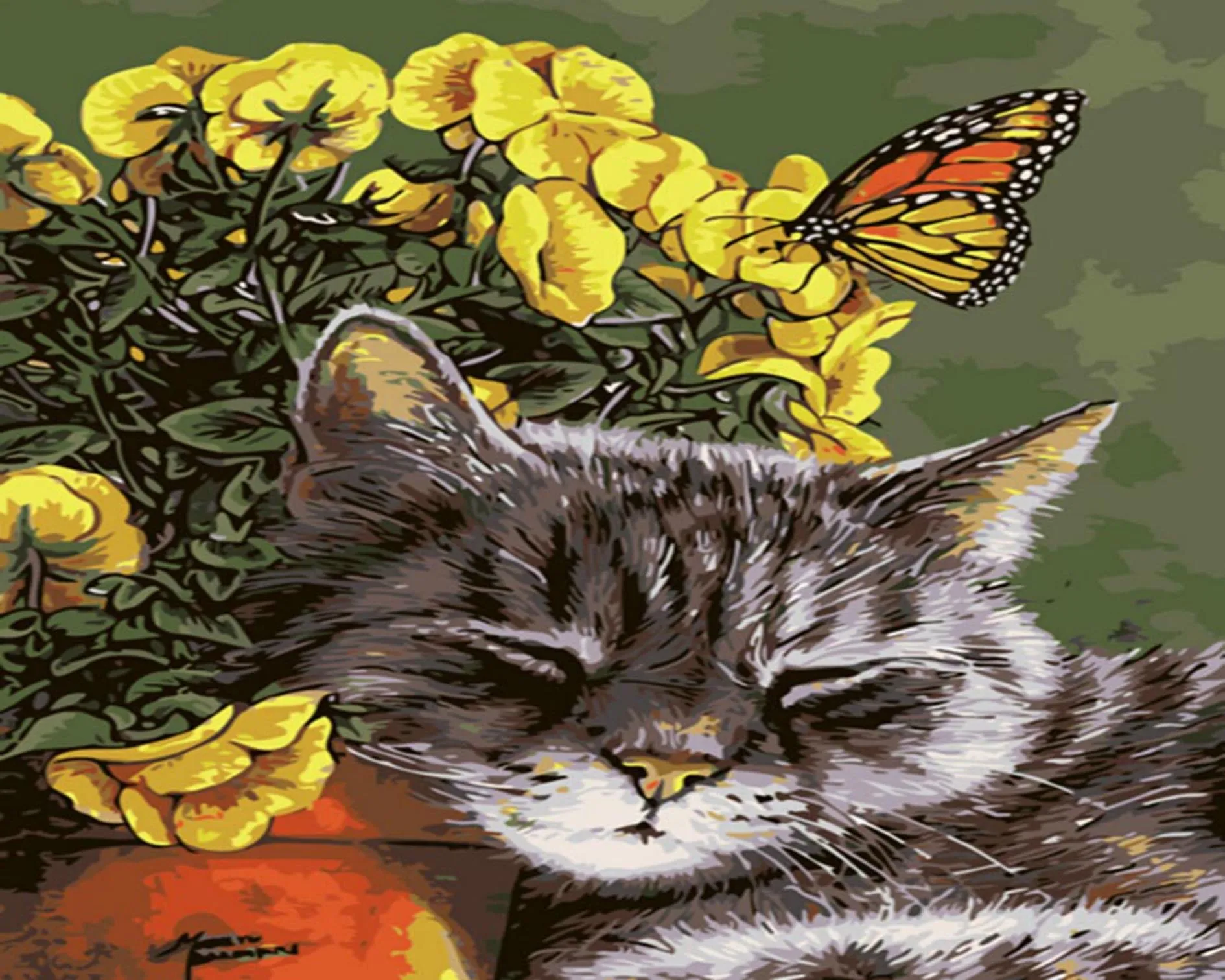 

Frameless Picture Lazy cat Painting By Numbers Modern Wall Art Handpainted Oil Painting On Canvas For Home Decoration