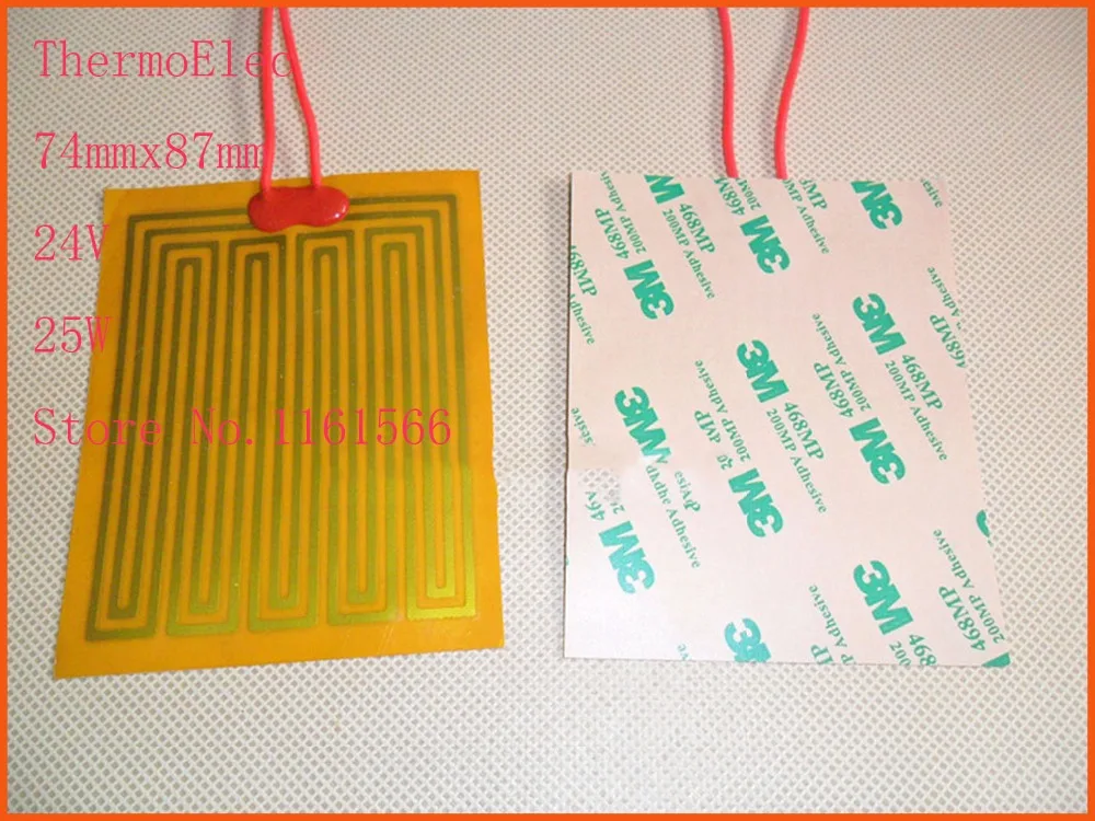 74mmx87mm 24V 25W, element heating Element 3D Printer PI film heating