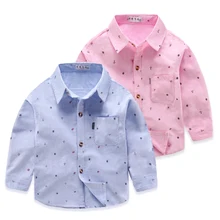 Детская одежда Демисезонный мальчиков Хлопковая блузка, Детская футболка с длинными рукавами для мальчиков Детская Модная рубашка от 2 до 8 лет рубашки для мальчиков