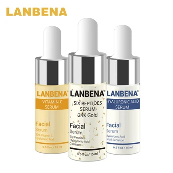 

LANBENA Vitamin C Serum+Six Peptides Serum 24K Gold+Hyaluronic Acid Serum Anti-Aging Moisturizing Skin Care Whitening Brighten