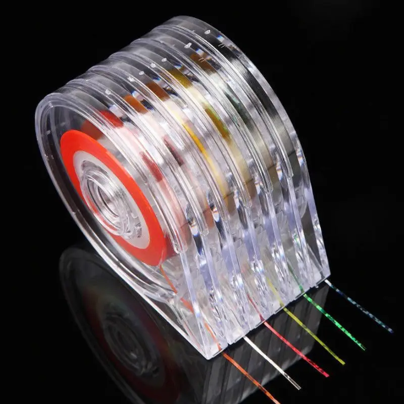 

6Pcs/Set Colorful Stripe Nail Art Design DIY Striping Tape Line Case Tool Sticker Box Holder Nail Decoration Lines