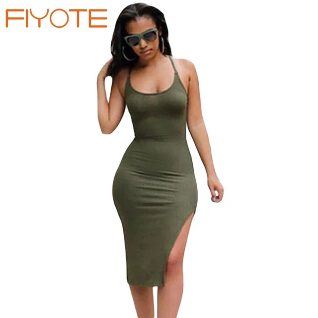 fitted midi tank dress