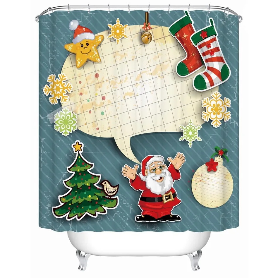 Bath Curtain For Bathroom Custom Funny Christmas Shower Curtain 3d