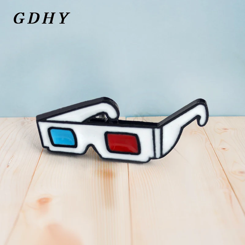 Брошь в форме очков GDHY мультяшная 3D Красная синяя эмалированная брошь Ювелирное