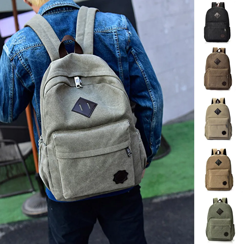 

Neutral unisex boys girls Canvas Backpack School Lady Men Travel trip college Student School Laptop Bag