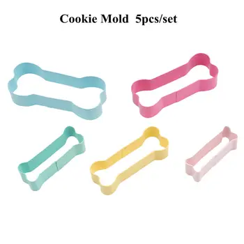 

5Pcs Cookie Cutter 3D Dog Bone Form Cookie Stamp Stainless Steel Cake Decorating Tools Baking Mould Biscuit DIY Mold Mixed Color