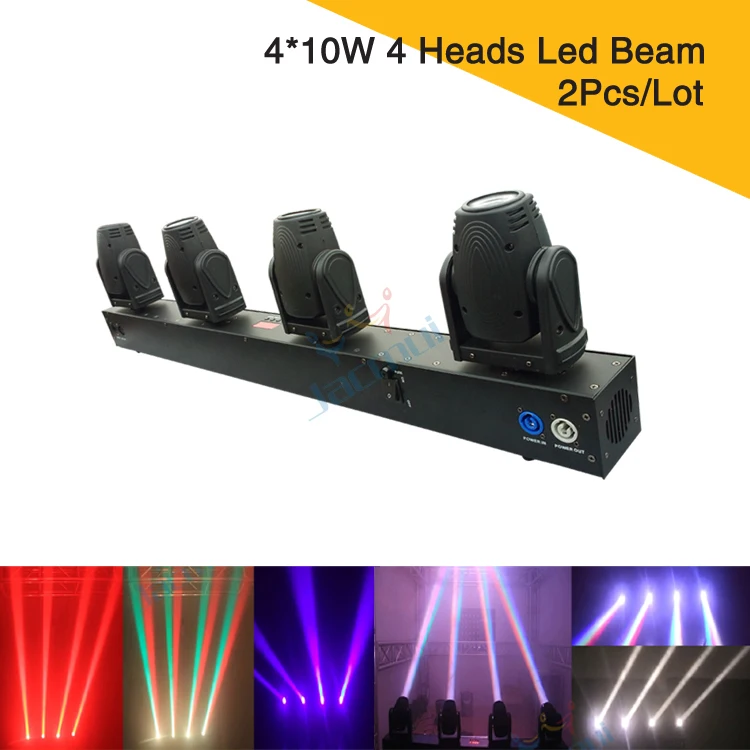 2 шт./лот) Мини сценический луч DMX 512 Control 4 головки светодиодный луч движущаяся головка каждый луч с 10 Вт Мощный светодиодный RGBW Dj освещение