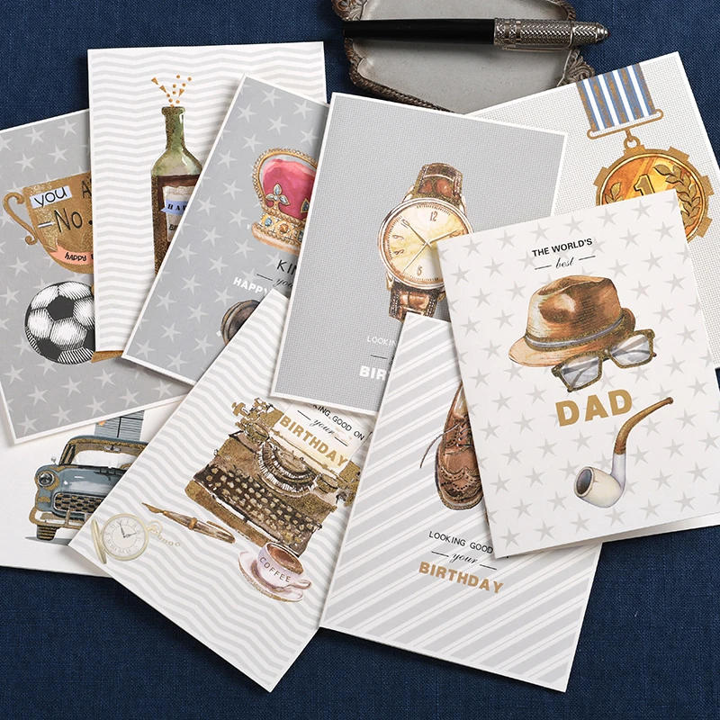 Cartes Vintage De Fete Des Peres En Papier Cartes De Vœux D Anniversaire Pour Homme Cadeaux D Anniversaire Aliexpress