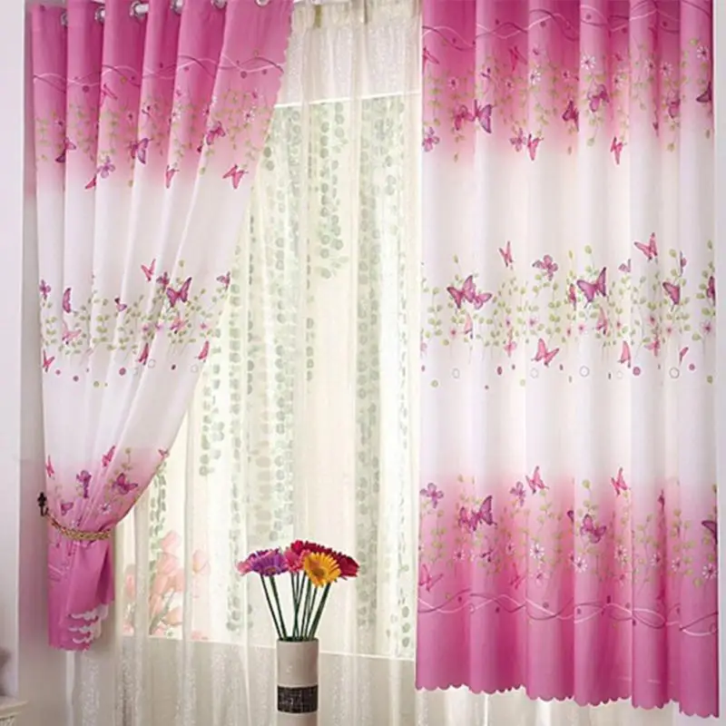 

1pc Country Style Butterfly Short Window Curtains for Living Room Curtains for Bedroom Butterfly Curtain for Girl Princess
