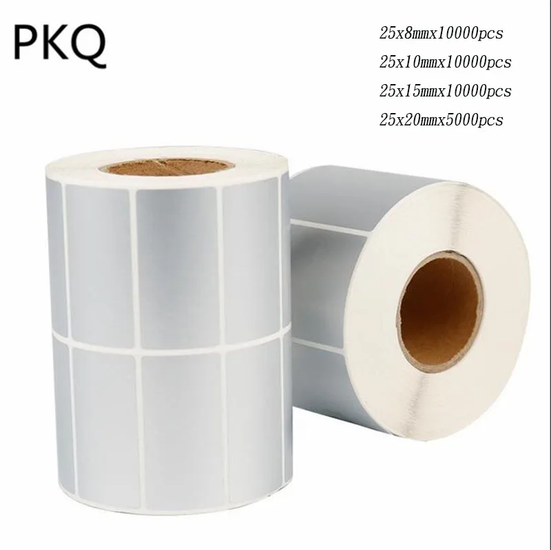 

Matte Silver Thermal Transfer Label 25mm Width PET Waterproof Barcode Label Adhesive Thermal Label Sticker Tearproof oilproof