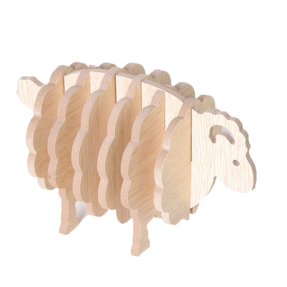 

Cute Creative Sheep Shape Non-heat Pine Coasters DIY Place Mat Coffee Cup Pad