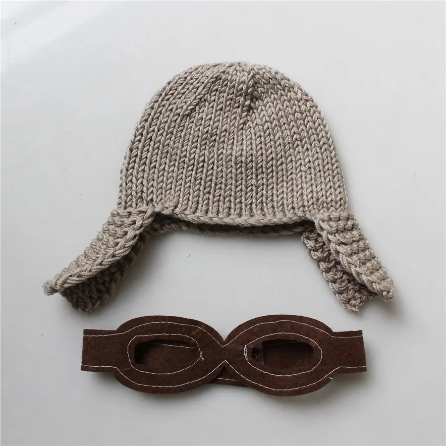 Вязанная крючком Детская шапка для мальчиков, для новорожденных, для малышей, для фотосессии, в стиле пилота, Детская вязаная шапочка, комплект одежды