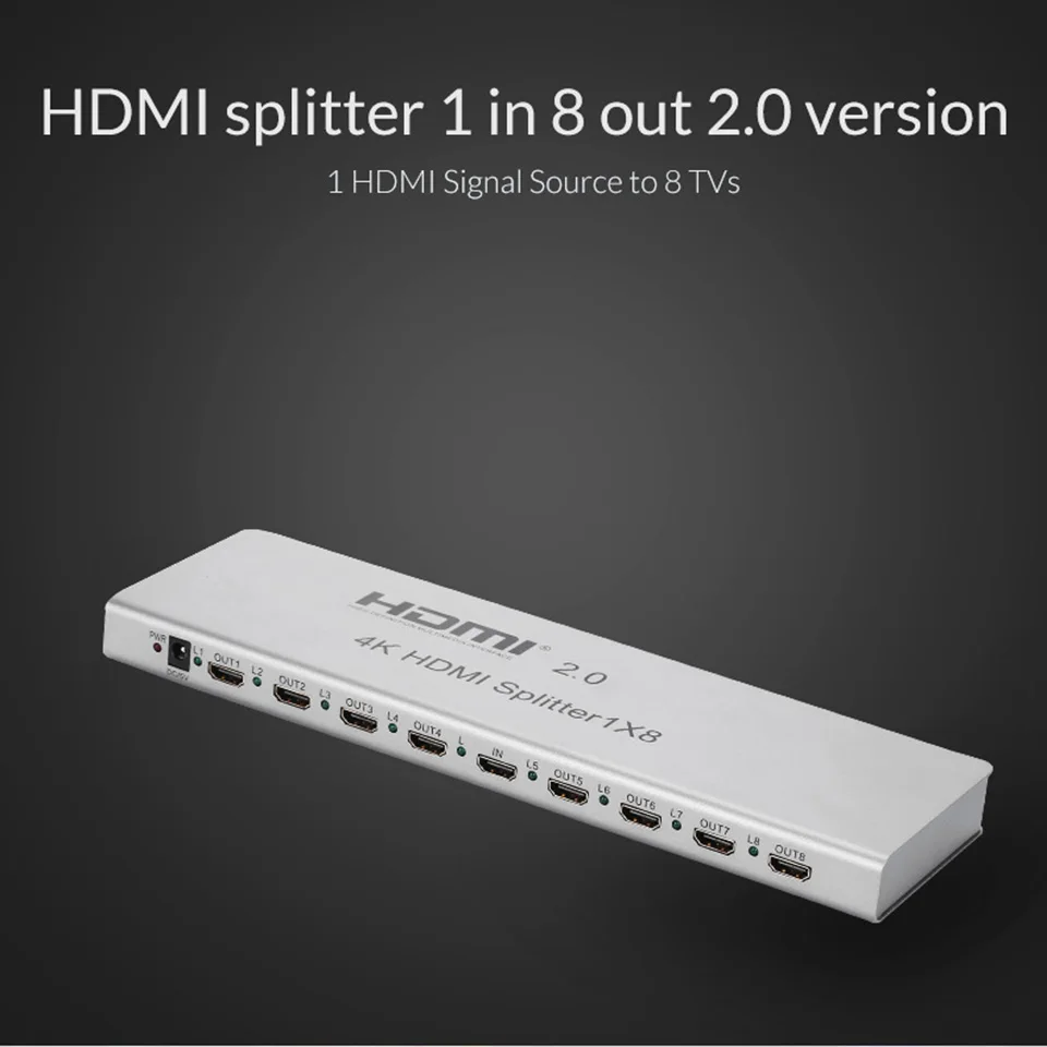 Разветвитель Unnlink HD mi 1X8 HD mi 2,0 UHD 4 k@ 60HZ HDCP 2,2 HDR 1 в 8 Out EDID для смарт-светодиодный ТВ mi Box ps4pro xbox one s/x Проектор