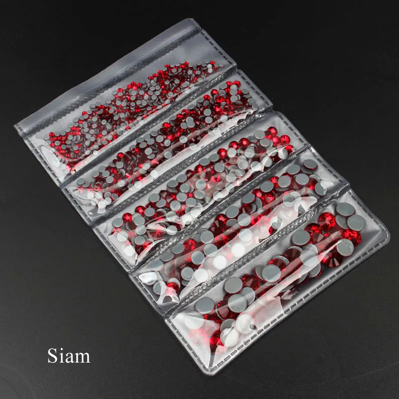Высокое качество AAA Горячая фиксация Стразы SS6-SS30 с плоской задней частью хрустальные камни смешанный размер Упаковка 1000 шт для одежды - Цвет: Siam
