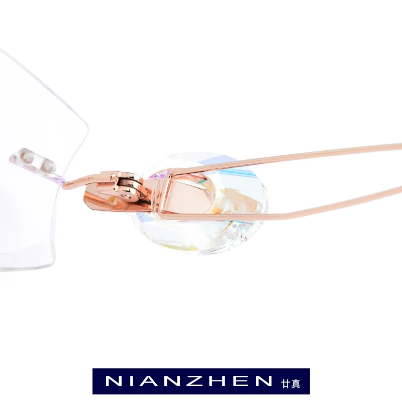 Rahmen Optische Brillen Titan Trimmen Luxus Randlose Frauen Cut 7717 Weiblichen Diamant Draht wqxEvx