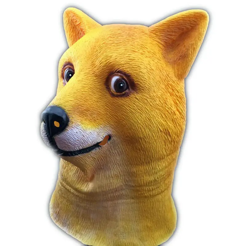 Japanese Akita Inu Latex Mask Full Face Yellow Dog Head Cute Animal