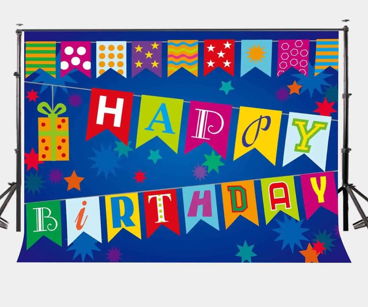 7x5ft Cartoon Birthday Backdrop Colorful National Flags Star Decoration Photography Background Children Party Props | Электроника