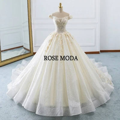 Розовое свадебное платье с открытыми плечами, кружевное свадебное платье цвета шампанского es, бальное платье с длинным шлейфом, реальные фотографии - Цвет: same as photo