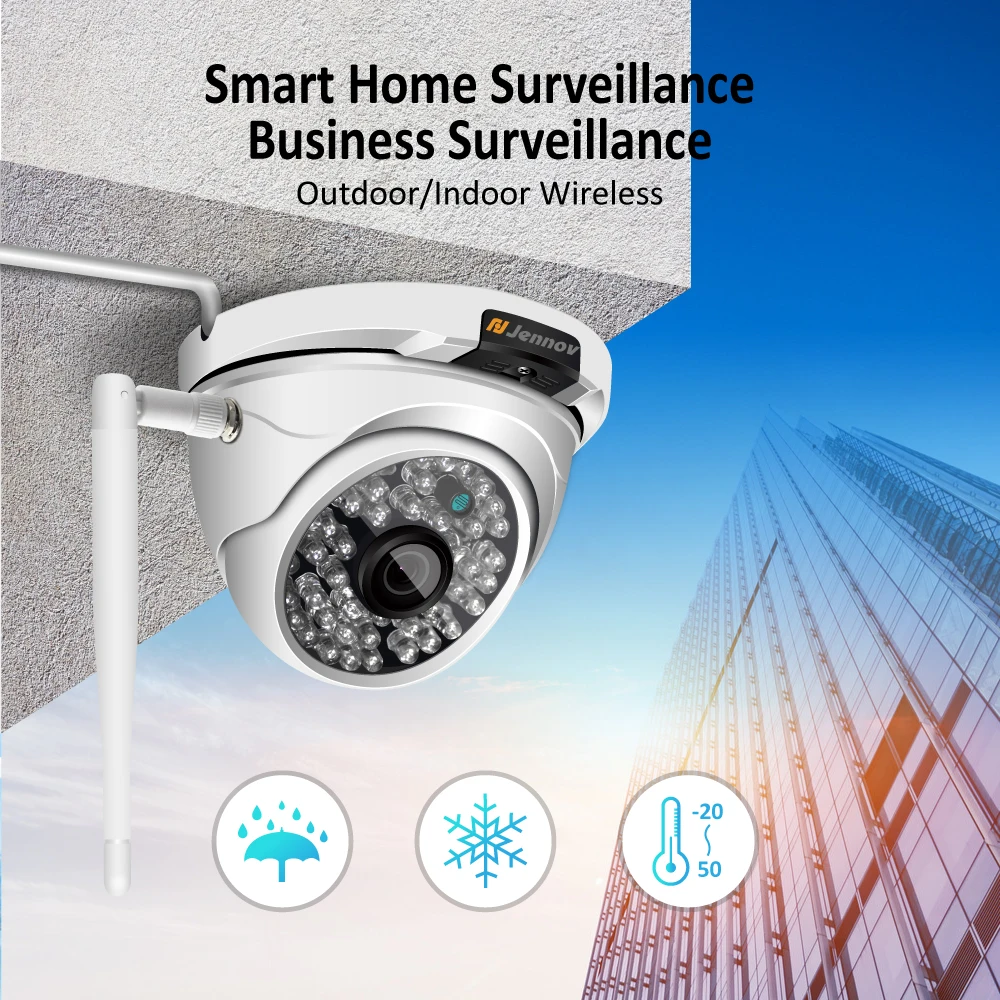 Jennov Wi-Fi уличная ip-камера 1080P 720P ONVIF Домашняя безопасность Беспроводная купольная камера видеонаблюдения CCTV потолок защита от атмосферных воздействий