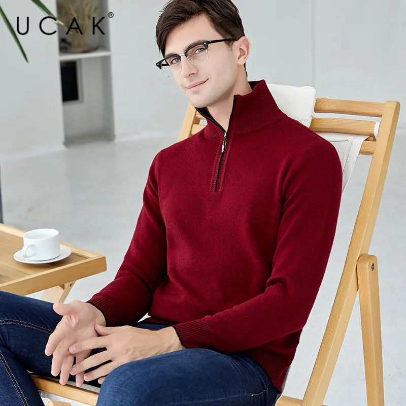 UCAK Brand Sweater Men 2019 New Winter Thick Warm Zipper Turtleneck Sweaters Merino Wool Pullover Men Cashmere Pull Homme U3018 UCAK Brand Sweater Men 2019 New Winter Thick Warm Zipper Turtleneck Sweaters Merino Wool Pullover Men Cashmere Pull Homme U3018