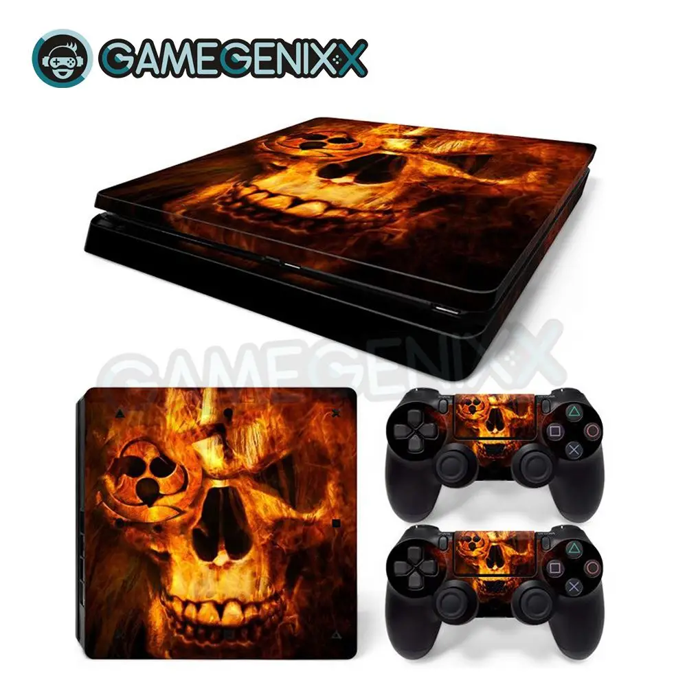 Наклейка на кожу GAMEGENIXX Виниловая наклейка для PS4 Slim Console и 2 контроллера-череп на заказ
