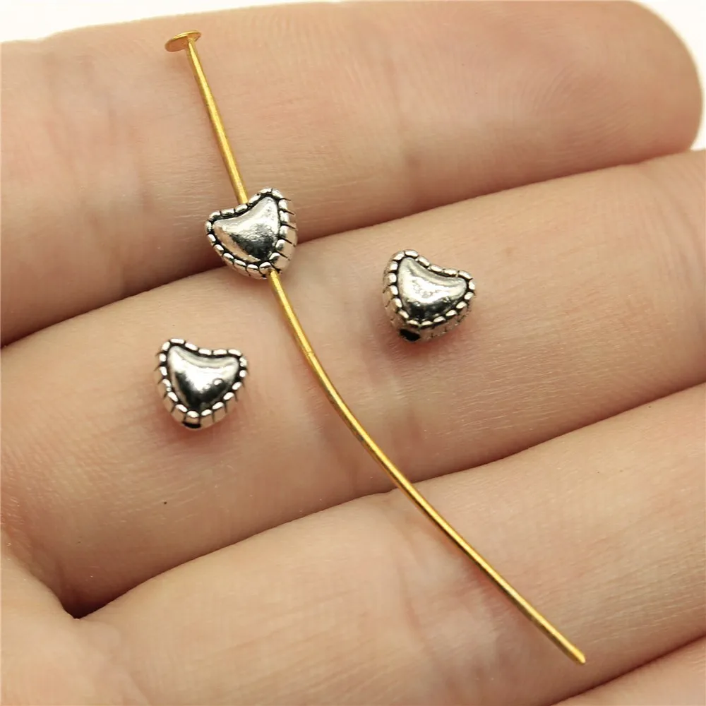 

Heart Shape Small Hole Spacer Beads For Diy Jewelry Making Jewelry Finding 50pcs Antique Silver Plated 0.2x0.2 inch (5x4mm)