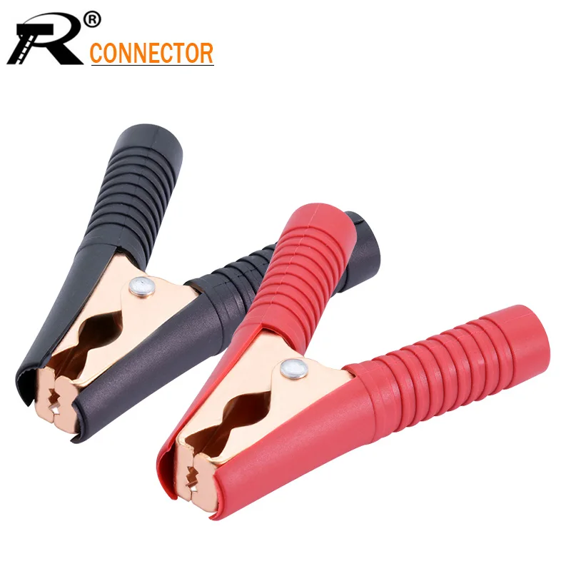 

2pcs 100A Car Alligator Clips Battery Clamps Crocodile Clip Red Black Positive Negative 90mm length