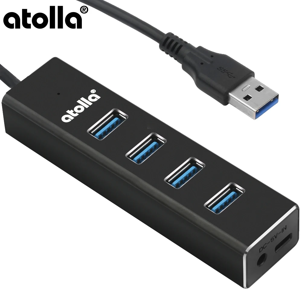 

4Port USB 3.0 Splitter Extension Hub, atolla USB 3.0 Hub Multi USB Port Extender Adapter Optional Powered by DC & Micro USB Port