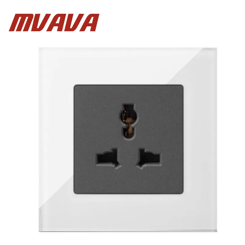 MVAVA 3-Pins универсальная Sokcet белая Хрустальная стеклянная 10А Многофункциональная