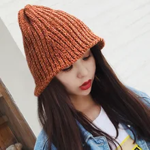 Новая Милая женская одноцветная Рыбацкая шляпа с высоким берцем женская осенняя и зимняя теплая удобная вязаная шапка