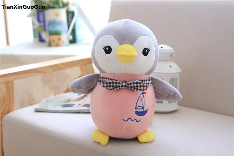 

new style large 45cm lovely gray penguin creative plush toy bowtie penguin cotton soft doll throw pillow birthday gift s0969