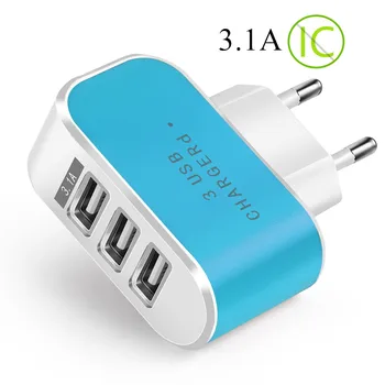 

3 Ports USB Charger 3.1A Universal LED Fast Charging Phone Wall Adapter For Samsung A50 A30 Xiaomi Tablet Mobile Phone Charger