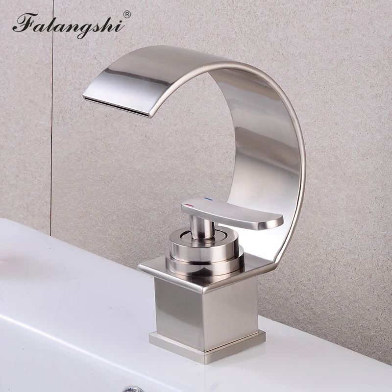 Bathroom Waterfall Faucet Sink Mixer Washbasin Design Hot and Cold Mixer Tap Black Bronze C Type Faucet Basin Water Crane WB1008