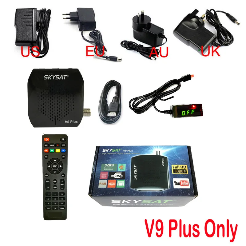 [Бразилия] SKYSAT V9 Plus Full HD DVB-S2 цифровой спутниковый ресивер ТВ Декодер коробка WiFi Youtube Cline Newcamd Vu Biss телеприставка - Цвет: Without USB Wifi