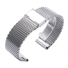 Fabulous Alta Calidad 22mm Correa de Reloj de Plata de Acero Inoxidable de Malla Venda de Reloj de Los Hombres Reloj de Las Mujeres de hierro Reemplazar + 2 Primavera bares