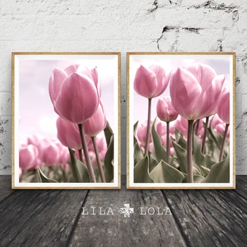 

Cuadros Decoracion Salon Pink Tulip Canvas Flower Posters and Prints Painting Wall Art Picture For Living Room Home Decor
