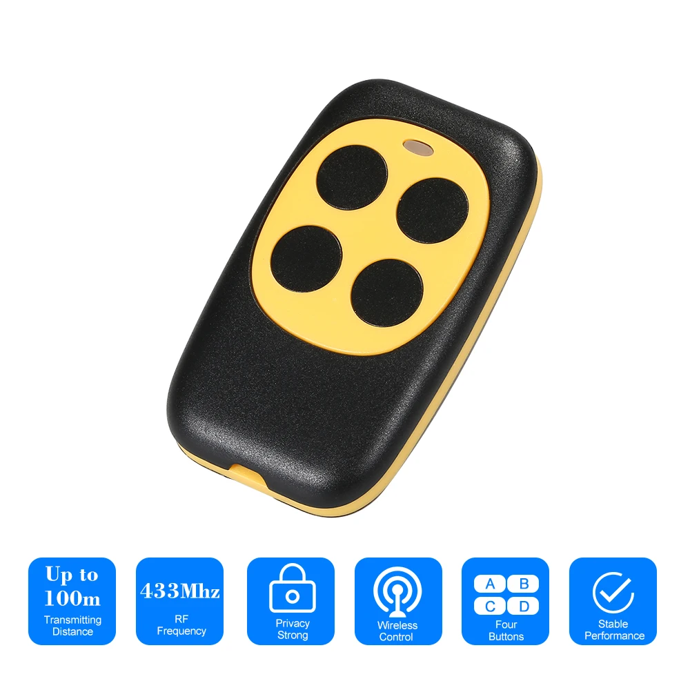 

433 MHz RF Code Remote Control Copy 4 Key Cloning Duplicator Universal Key Fob for Electric Garage Door Controller