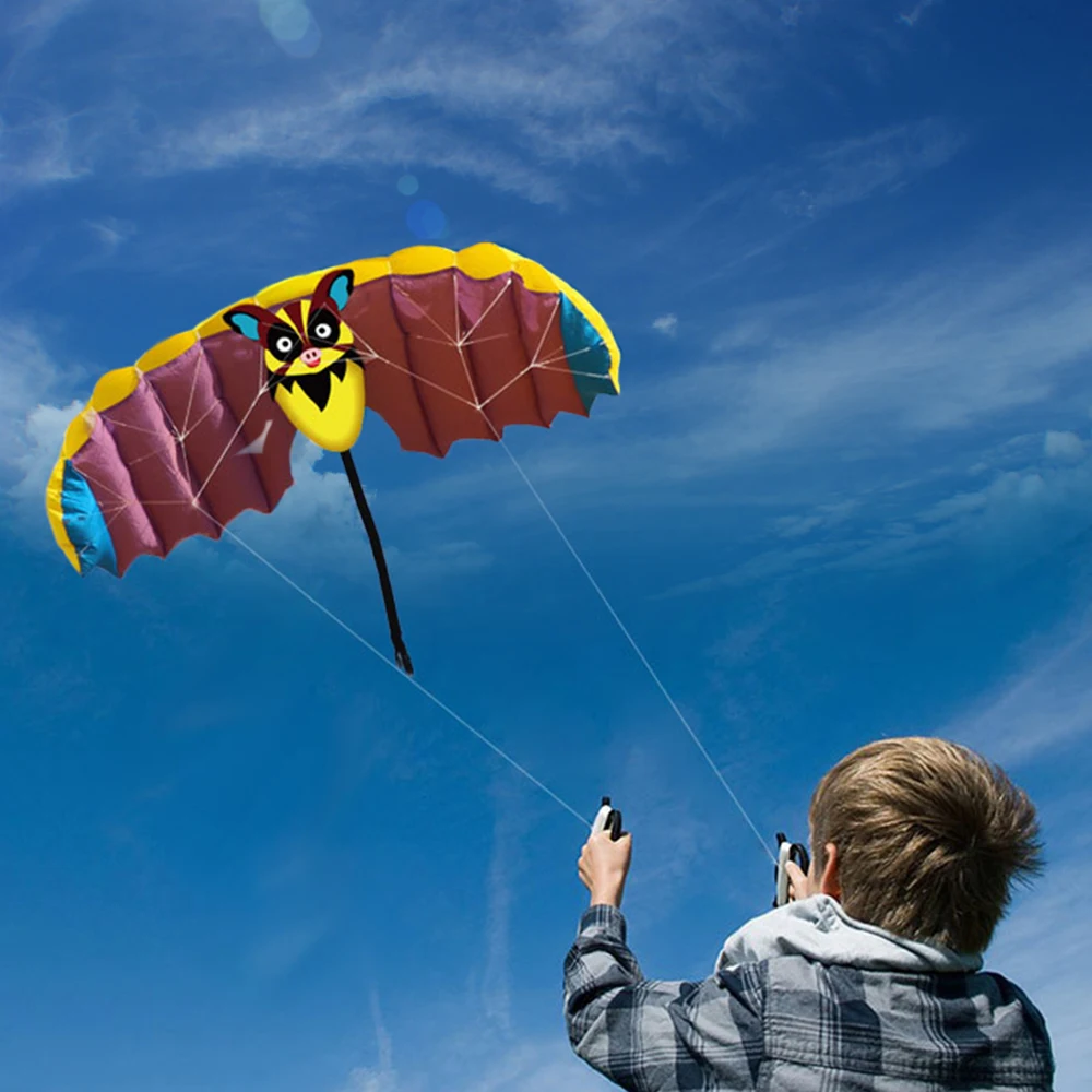 

140 * 50cm Frameless Soft Dual Line Stunt Parafoil Kite Parachute Sports Flying Cartoon Bat Kite Beach Flying Toy For Adult Kid