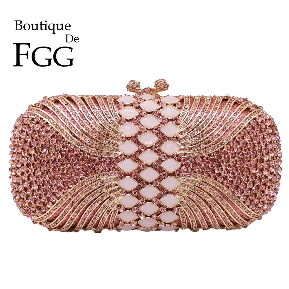 Бутик De FGG розовые бриллиантовые женские вечерние сумки свадебные хрустальные клатчи дамские сумочки и кошельки Свадебный банкетный вечерний клатч в стиле minaudiere