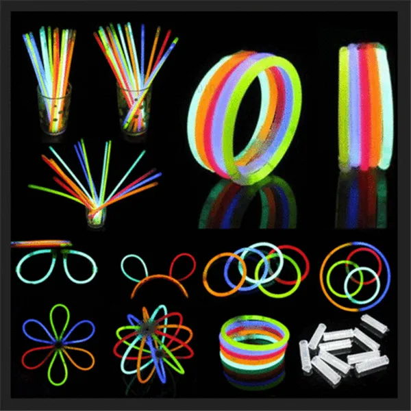 

100 Pcs Glow Sticks Bracelets Necklaces Neon Colors Party Favors Disco Rave