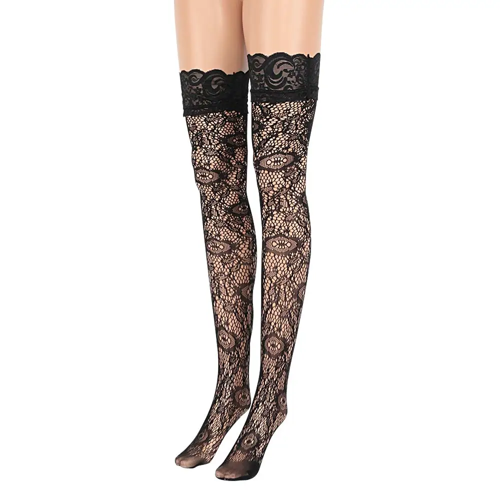 Sexy Female Stockings Vogue Charm Lady Lace Floral Print Thigh High