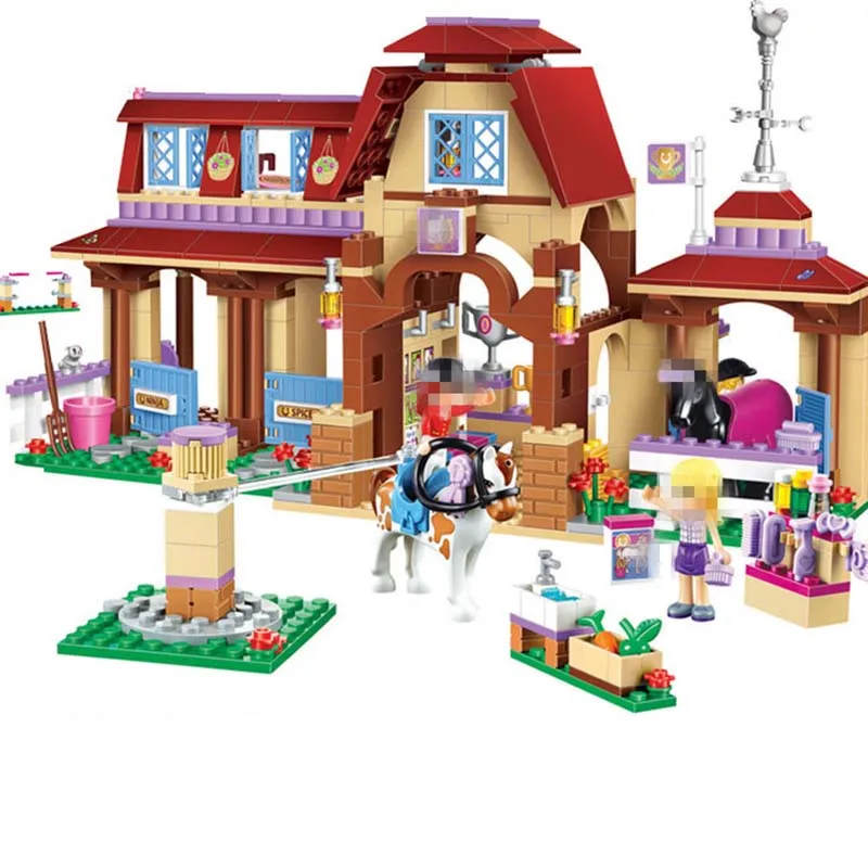

594pcs Heartlake Riding Club Horse Stables Building Blocks Bricks Friends toys Compatible Legoings Friend 41126 Children's gift