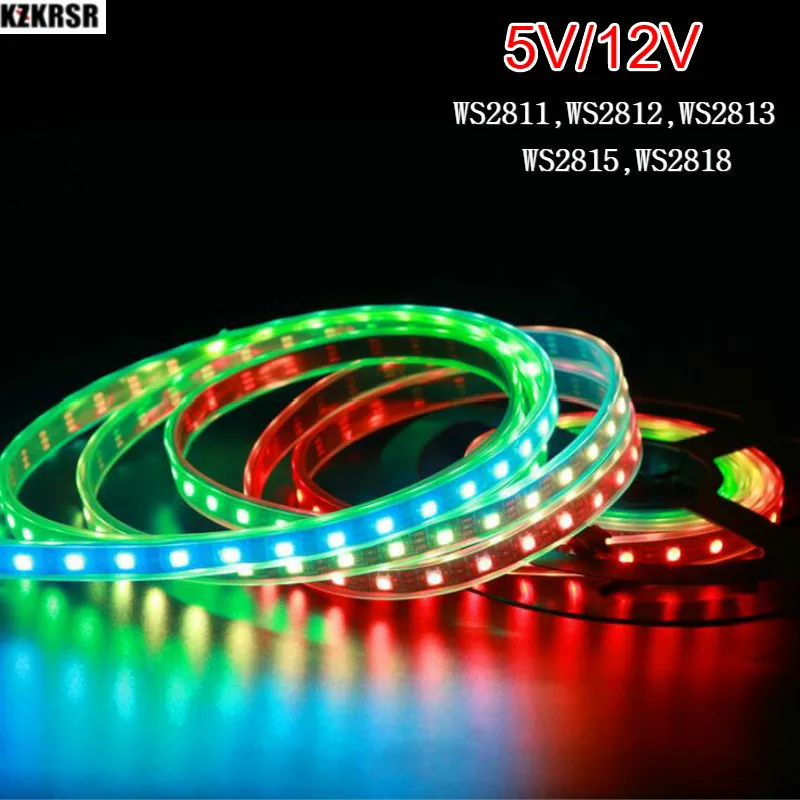 5 В/12 В м WS2812B индивидуальная Адресуемая WS2811 WS2812 WS2813 WS2815 WS2818 30/60Led/M умная Пиксельная