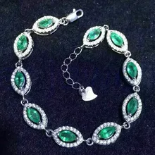 Изумрудный браслет-цепочка,, натуральный изумруд, Стерлинговое Серебро 925 пробы, 0.3ct* 10 шт, драгоценный камень# XY16062810