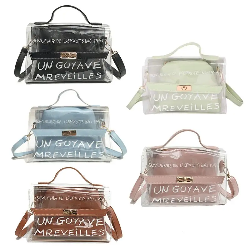 

1Pc Women's PVC Clear Transparent Shoulder Bag Tote Crossbody Bags Summer Handbag High Qaulity