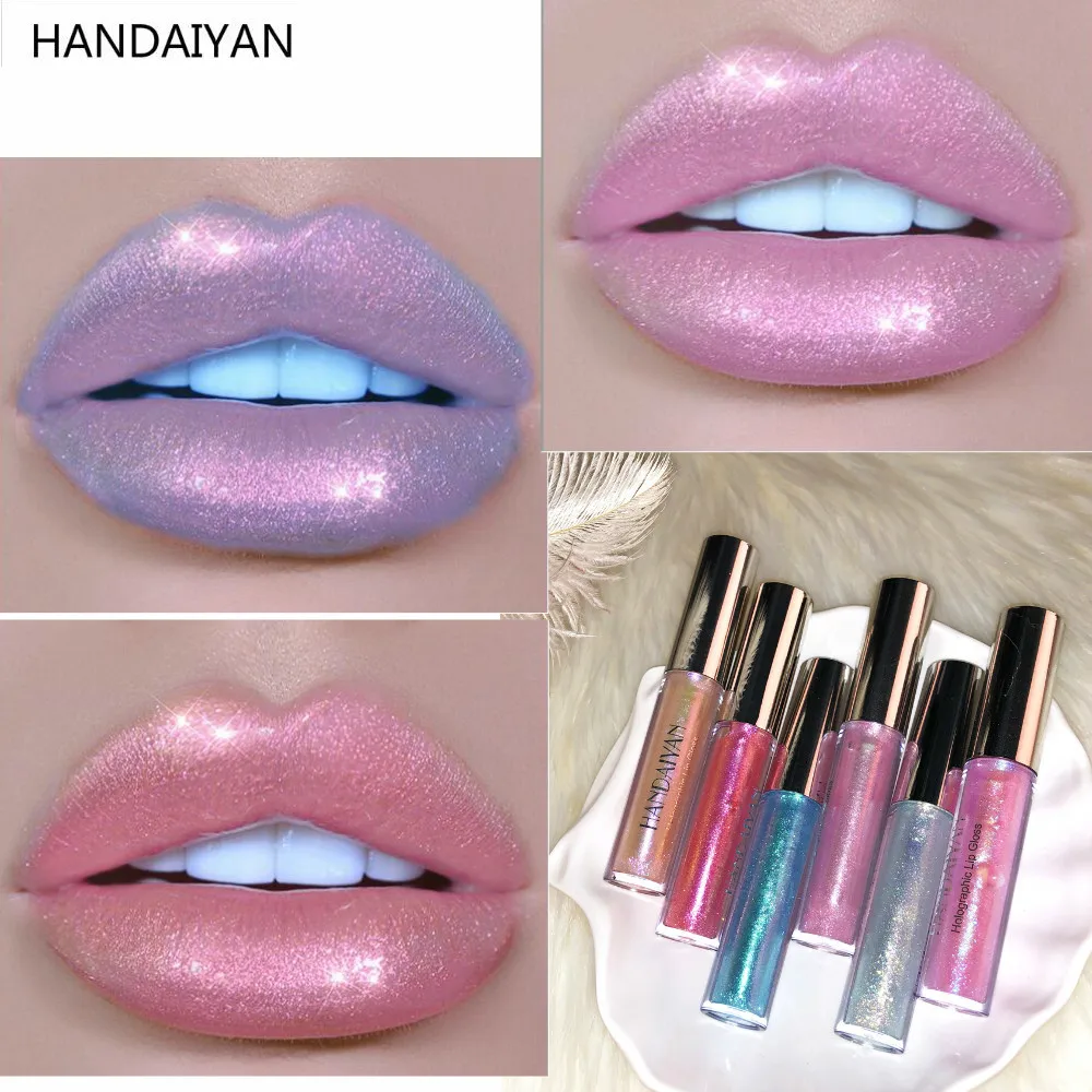 

HANDAIYAN Mermaid Lip Gloss Shimmer Lipstick Waterproof Lipgloss Shiny Glitter Lip Gloss Long Lasting Liquid Metallic Makeup